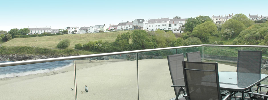 Balcony view from Aberporths finest luxury holiday apartments