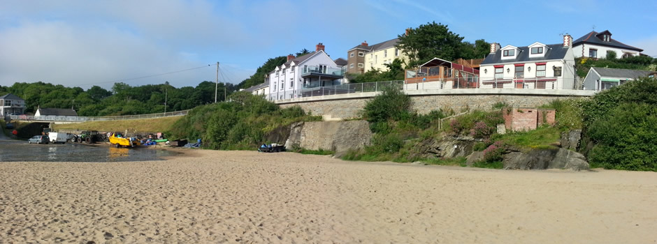 From Aberporth beach looking up to the holiday apartments