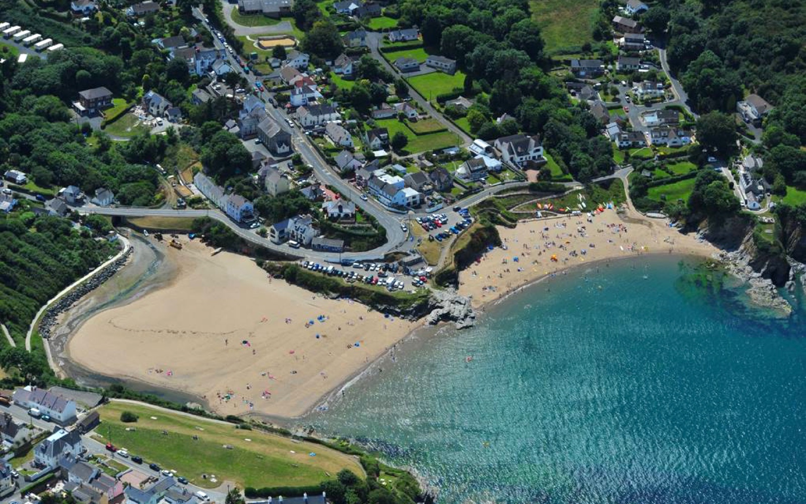 Aerial view of Aberporth beach