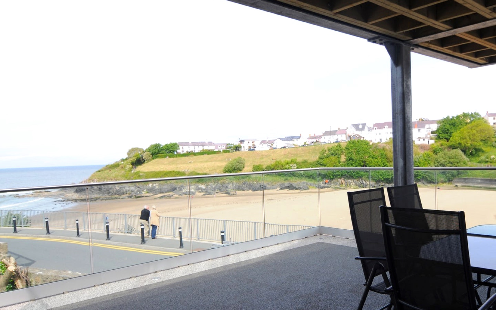 Two Penny Blue balcony — panorama across Cardigan Bay