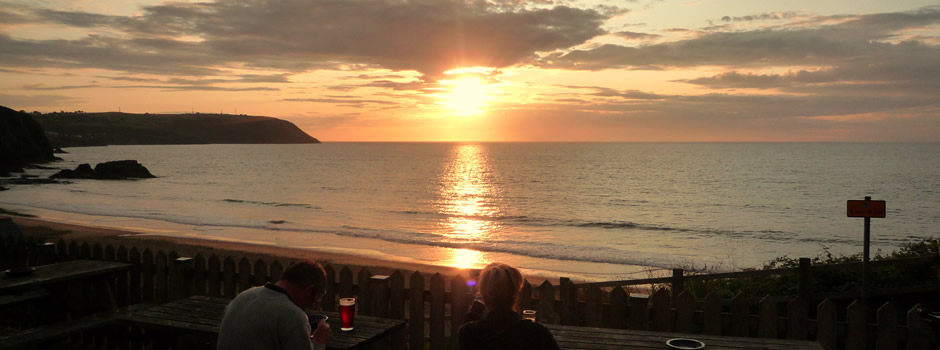 Tresaith beach and its clifftop waterfall
