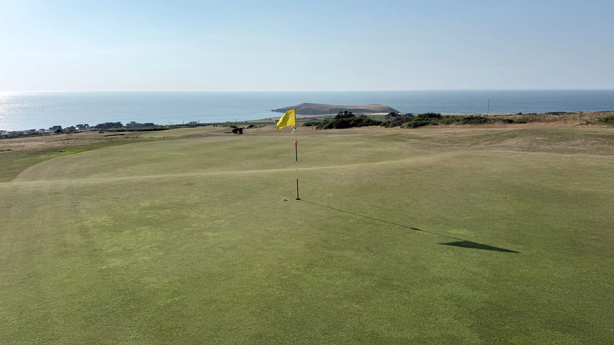 Cardigan golf course green overlooking Cardigan Bay